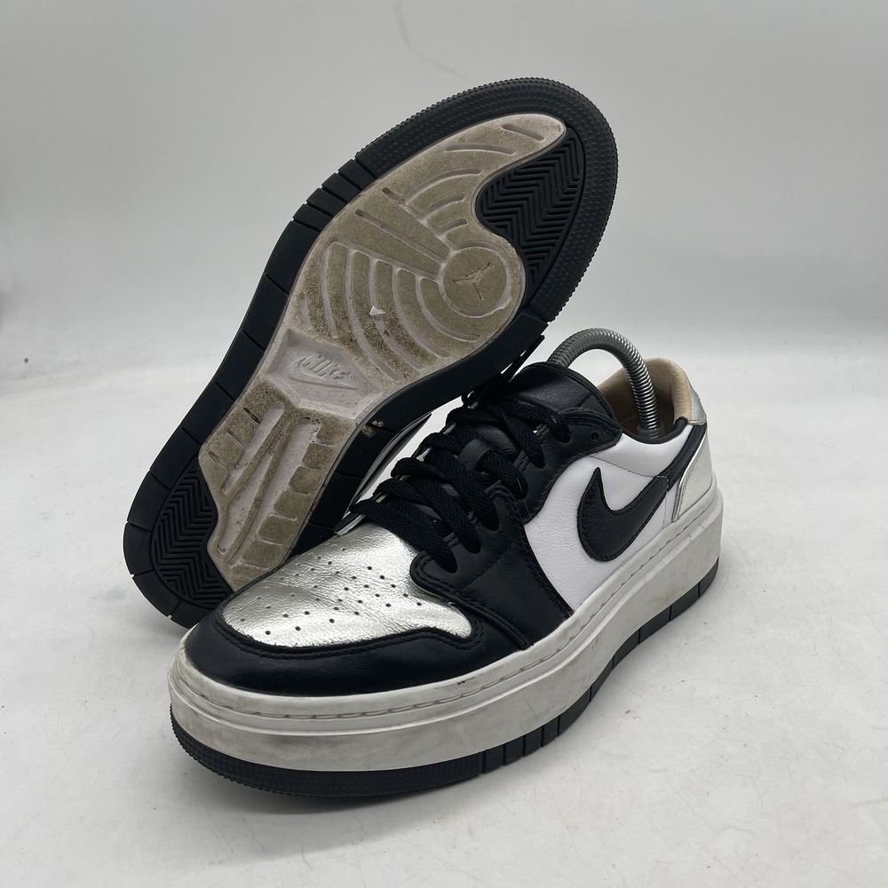 Nike Air Jordan Shoes Womens 9.5 Colorblock Sneakers Black White Silver Leather